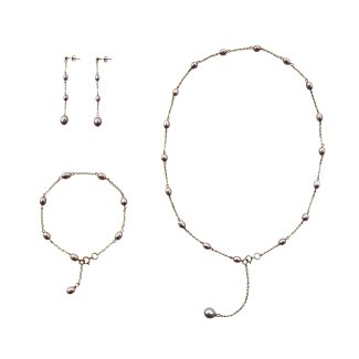 EBJ60014 Pink Freshwater Pearl Drop Jewelry Set