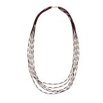 EBN10030 Elegant Garnet and Freshwater Pearl Multi-Strand Statement Necklace