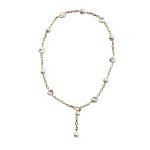 EBN10071 Golden Grace Freshwater Baroque Pearl Chain Necklace