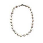EBN10107 10.5-12mm Hand-Knotted Classic Fresh Water Baroque Pearl Necklace