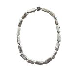 EBN10113 Hand-Knotted Modern Elegance Freshwater Rectangular Baroque Pearl Necklace