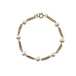 EBB20016 White Freshwater Pearl Link Chain Bracelet