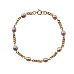EBB20017 Lavender Freshwater Pearl Link Chain Bracelet