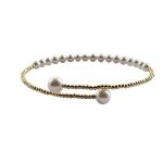 EBB20018 Freshwater Pearl and Gold Beaded Cuff Bracelet