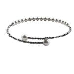 EBB20019 Freshwater Pearl and Silver Beaded Cuff Bracelet