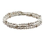 EBB20020 Freshwater Keshi Pearl and Gold Beaded Stretch Bracelet