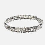 EBB20021 Freshwater Keshi Pearl and Silver Beaded Stretch Bracelet