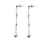 EBE30019 Elegant Cascade Fresh Water Pearl Drop Earrings