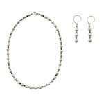 EBJ60005 Freshwater Pearl & Shads of Green Yellow Crystal Jewelry Set