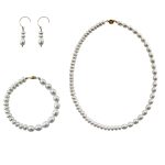 EBJ60006 Elegant White Freshwater Pearl Jewelry Set