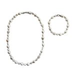 EBJ60008 Hand-knotted Classic Freshwater Baroque Pearl Jewelry Set
