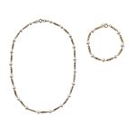 EBJ60021 Golden Chain Freshwater Pearl Necklace and Bracelet Set