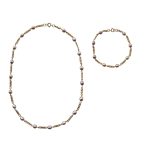 EBJ60022 Blush Freshwater Pearl Golden Chain Necklace and Bracelet Set